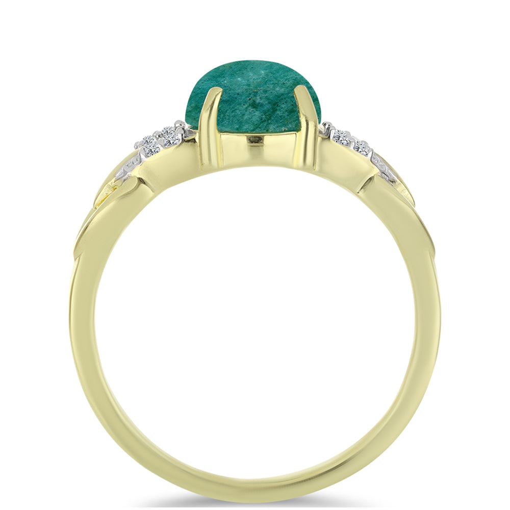 Anillo de Plata Bañada en Oro con Amazonita y Topacio Blanco 2 