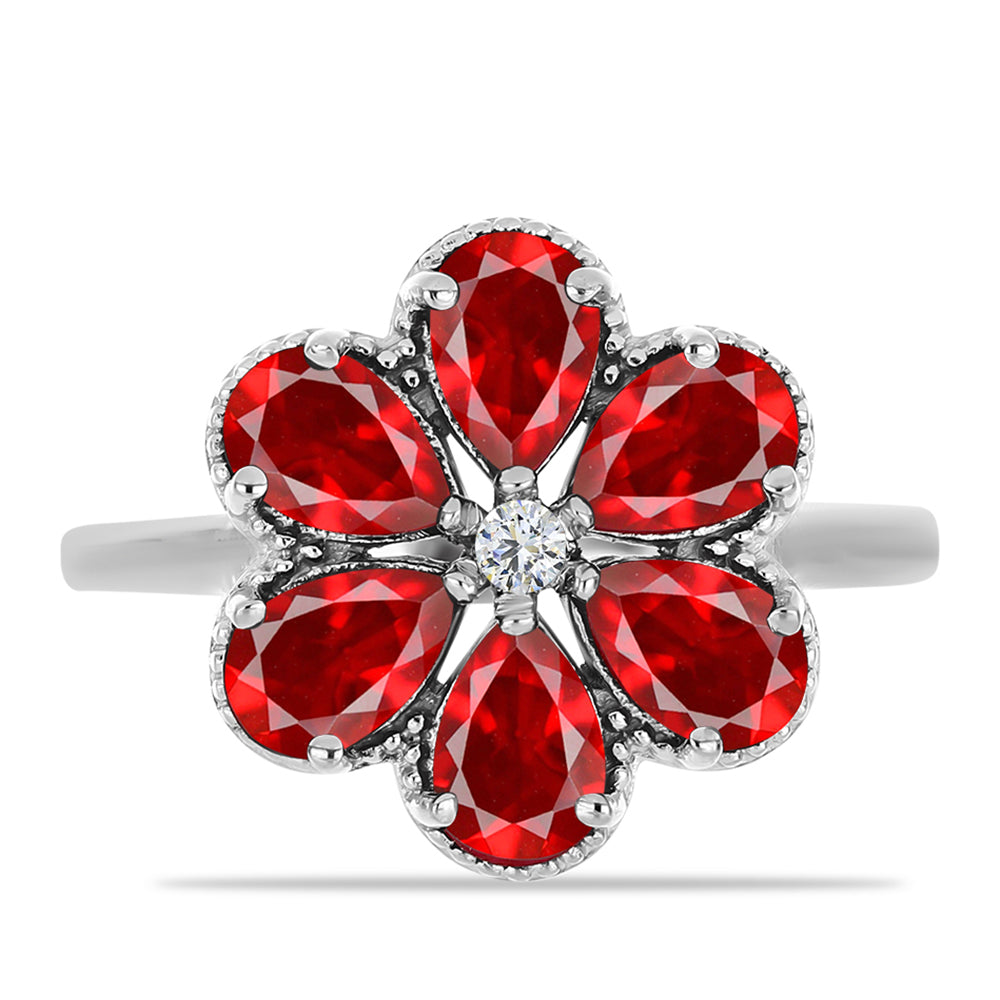 Anillo de Plata con Ágata Roja y Topacio Blanco 1 