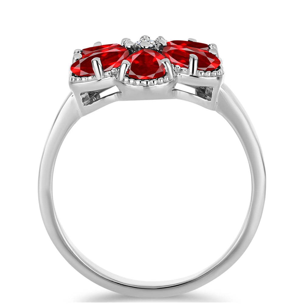Anillo de Plata con Ágata Roja y Topacio Blanco 2 
