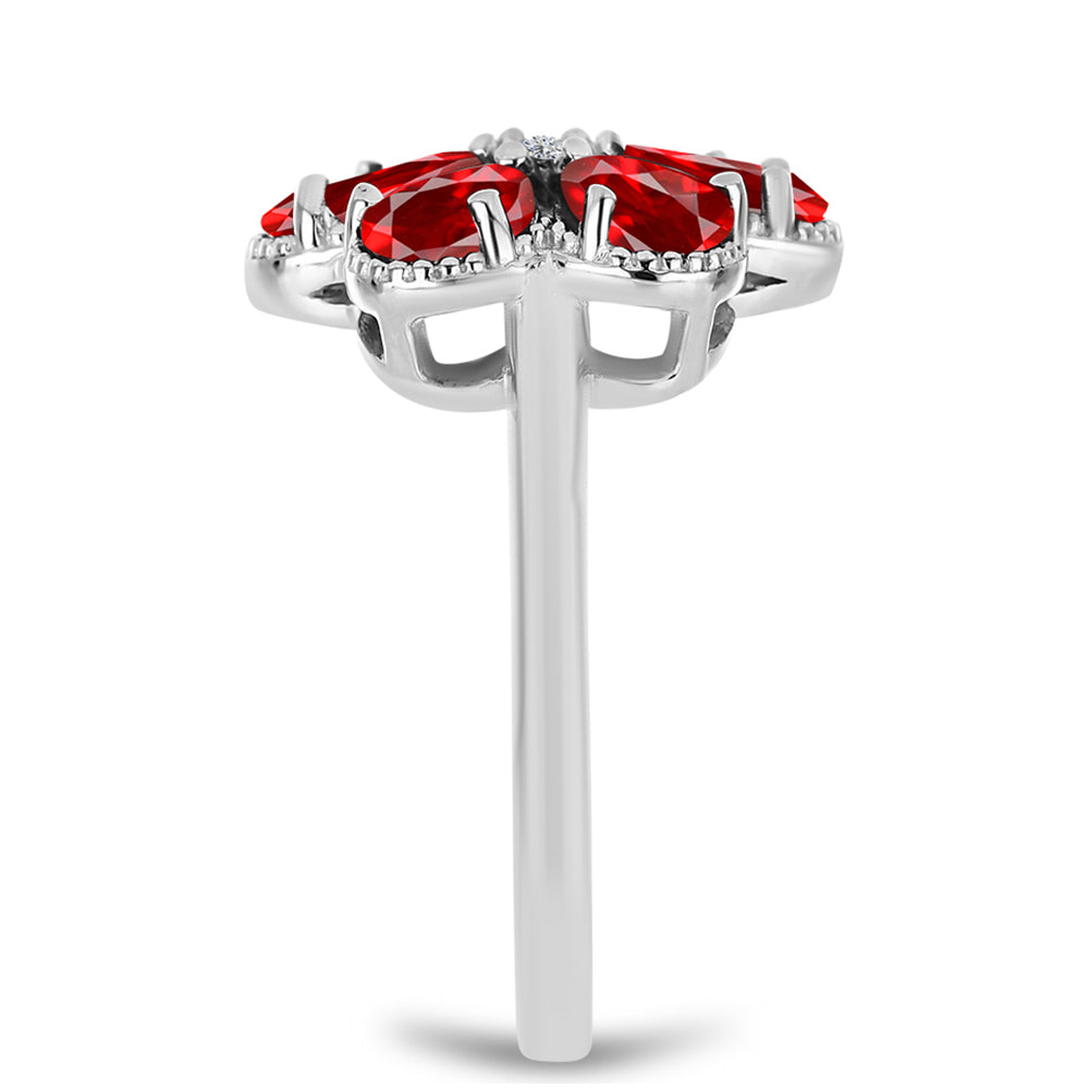 Anillo de Plata con Ágata Roja y Topacio Blanco 4 