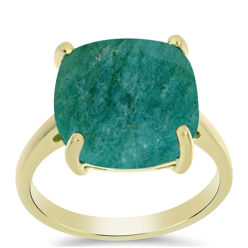 Anillo de Plata Bañada en Oro con Amazonita