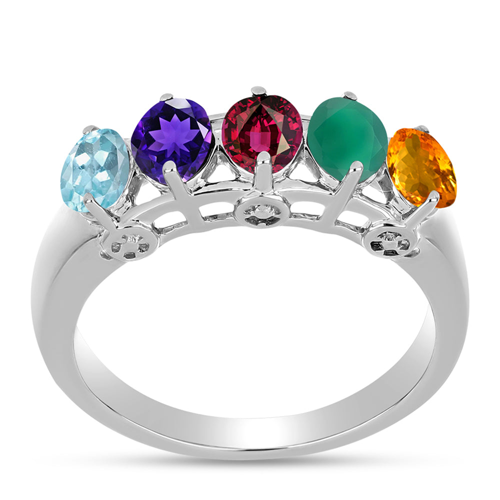 Anillo de Plata con Amatista de Marruecos y Ágata Verde 1 