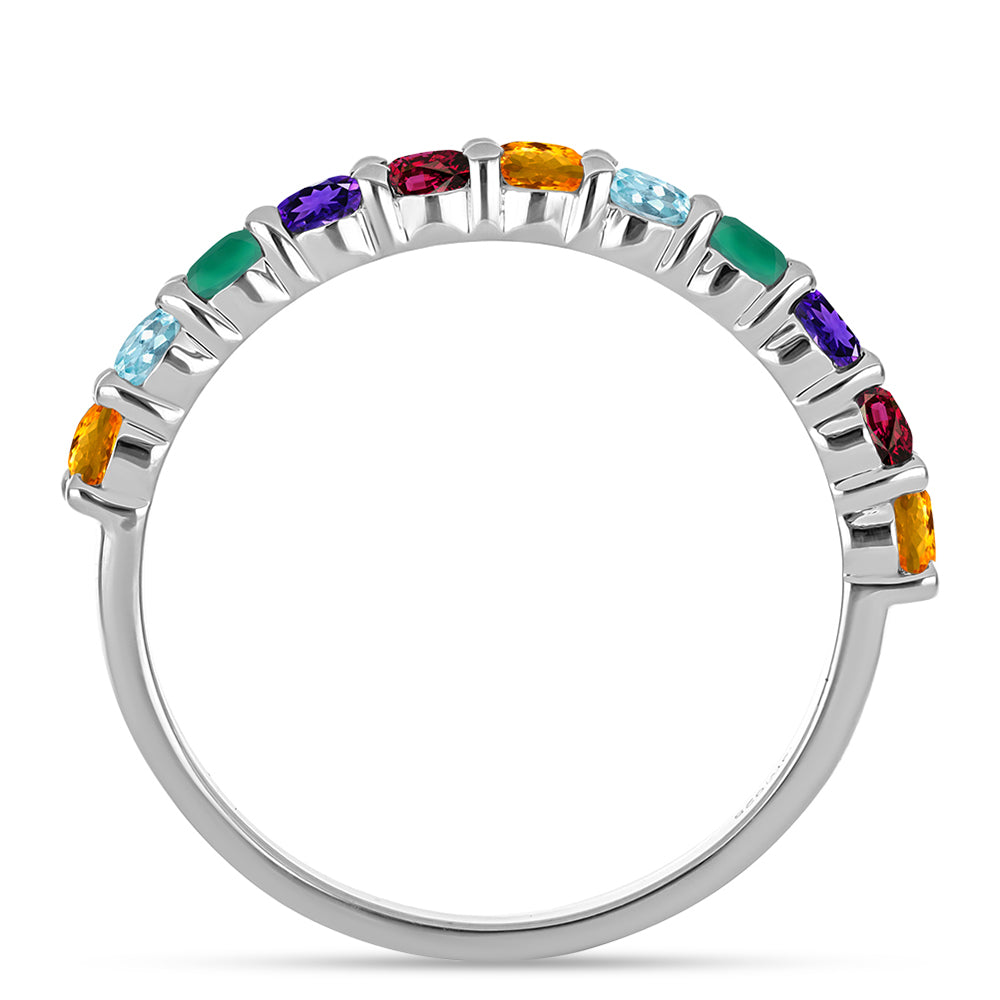 Anillo de Plata con Amatista de Marruecos y Ágata Verde