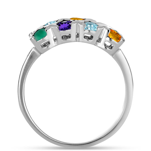 Anillo de Plata con Amatista de Marruecos y Ágata Verde