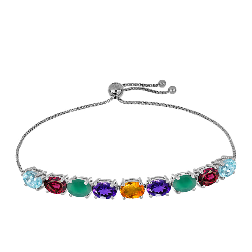 Pulsera de Plata con Amatista de Marruecos y Ágata Verde 1 