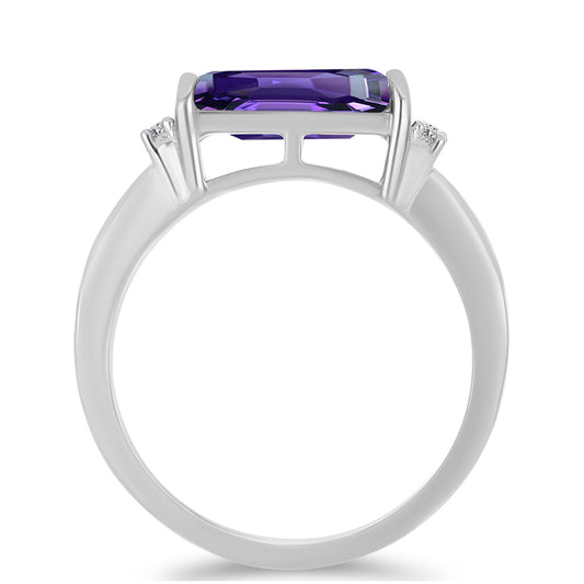 Anillo de Plata con Amatista de Marruecos y Topacio Blanco