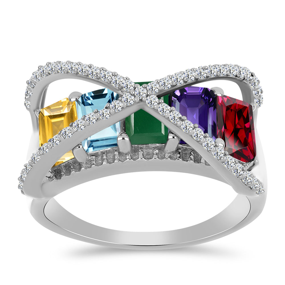 Anillo de Plata con Amatista de Marruecos y Ágata Verde