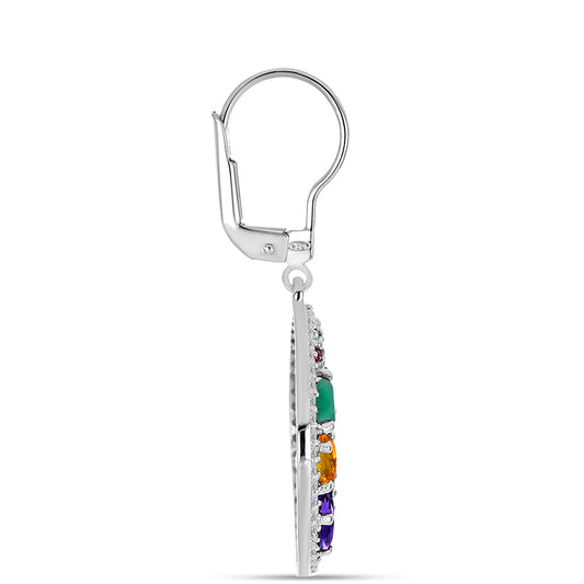 Pendientes de Plata con Amatista de Marruecos y Ágata Verde