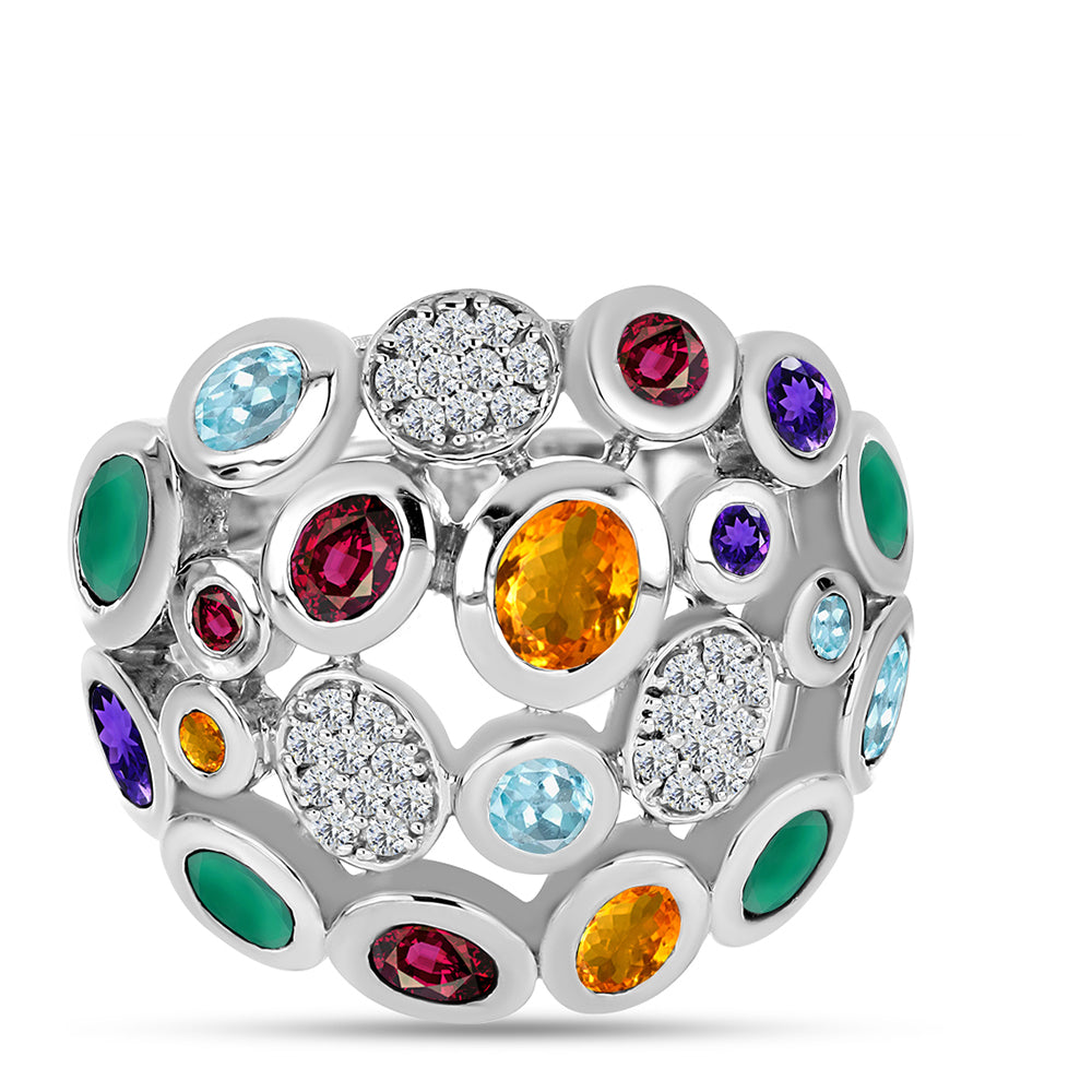 Anillo de Plata con Amatista de Marruecos y Ágata Verde 1 
