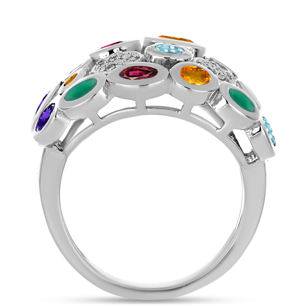 Anillo de Plata con Amatista de Marruecos y Ágata Verde 2 