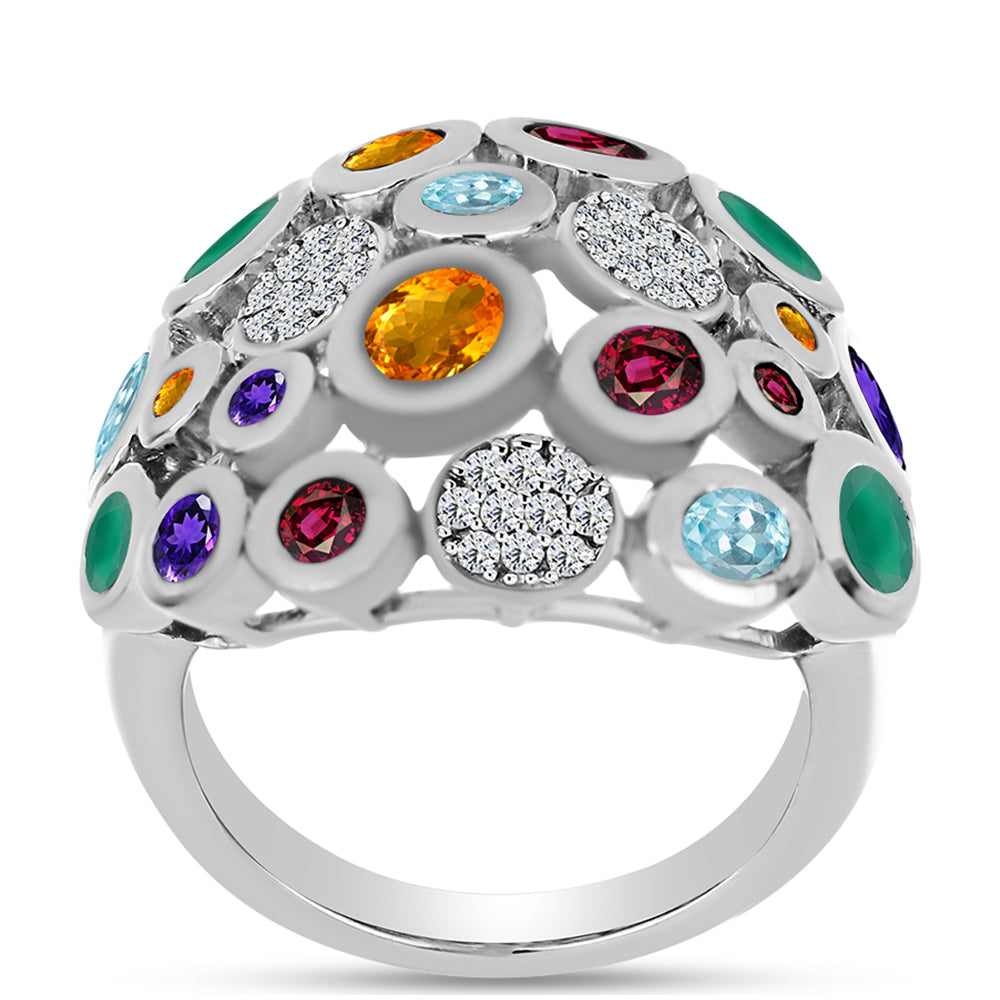 Anillo de Plata con Amatista de Marruecos y Ágata Verde 3 