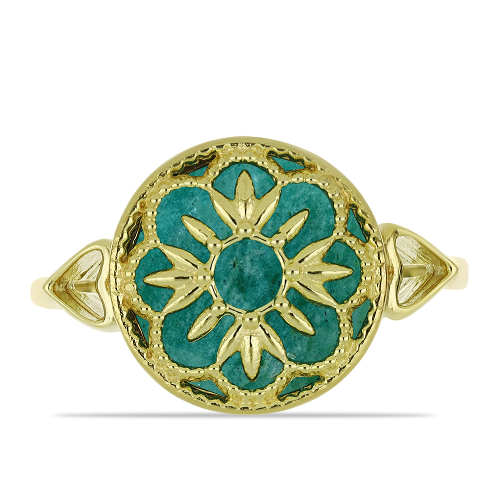 Anillo de Plata Bañada en Oro con Amazonita
