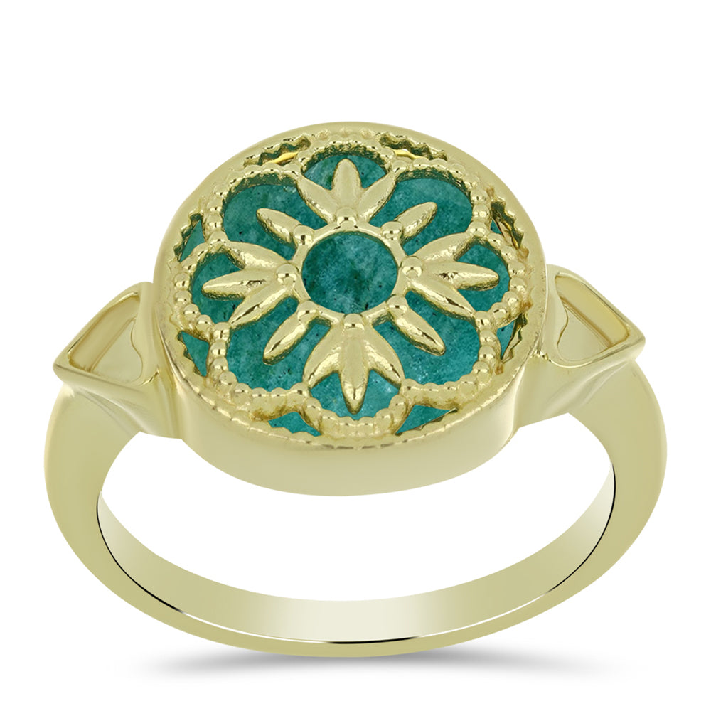 Anillo de Plata Bañada en Oro con Amazonita 3 