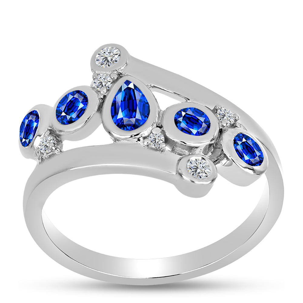 Anillo de Plata con Zafiro Azul Australiano y Topacio Blanco
