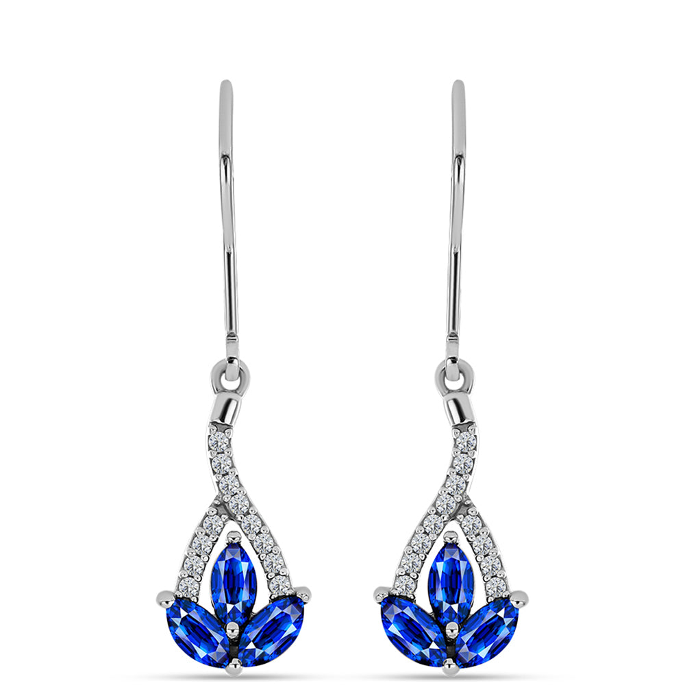 Pendientes de Plata con Zafiro Azul Australiano y Topacio Blanco 1 