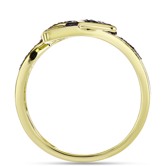 Anillo de Plata Bañada en Oro con Espinela Negra