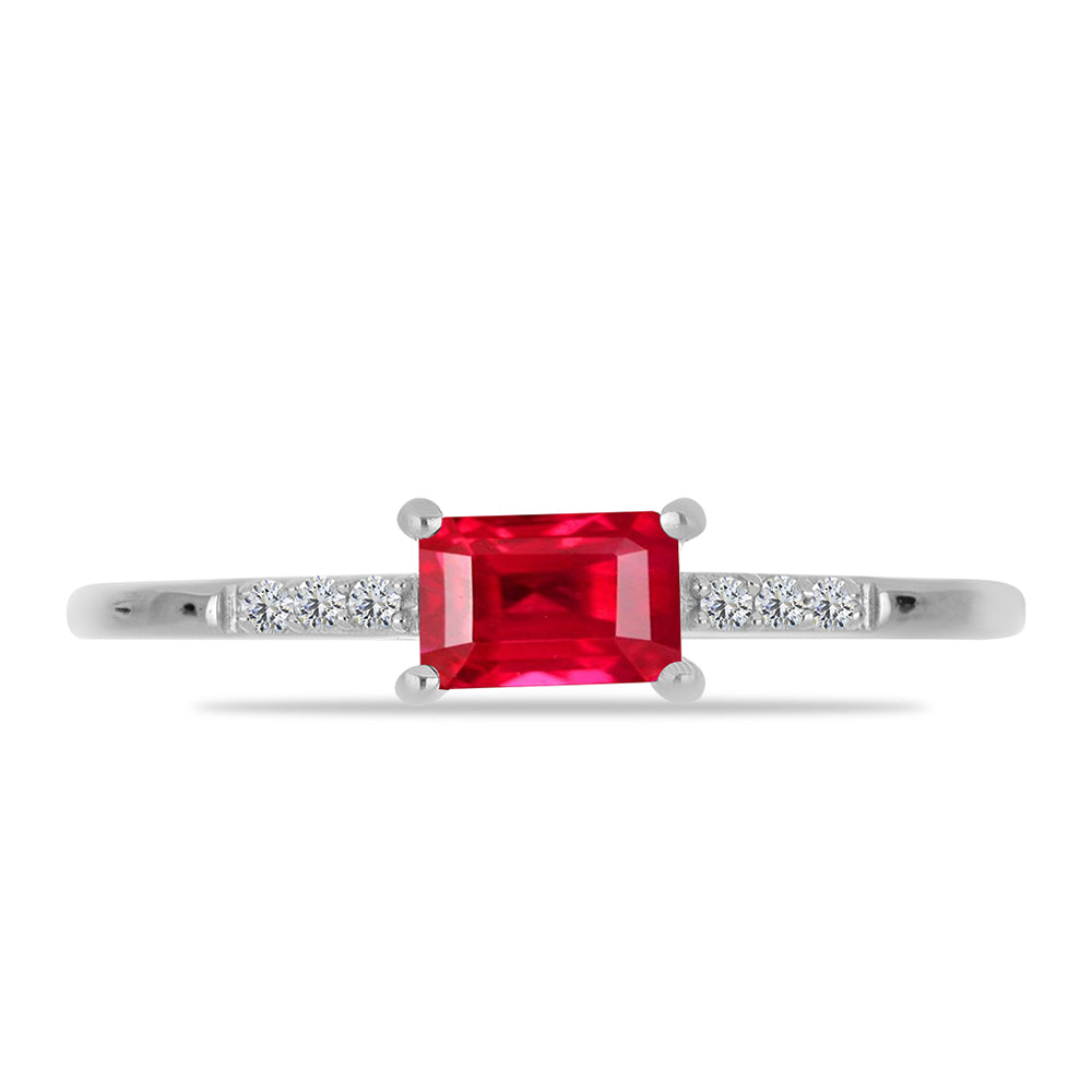 Anillo de Plata con Ágata Roja y Topacio Blanco