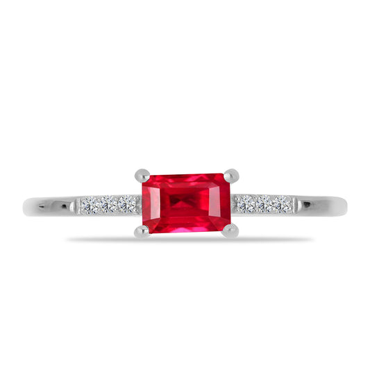 Anillo de Plata con Ágata Roja y Topacio Blanco