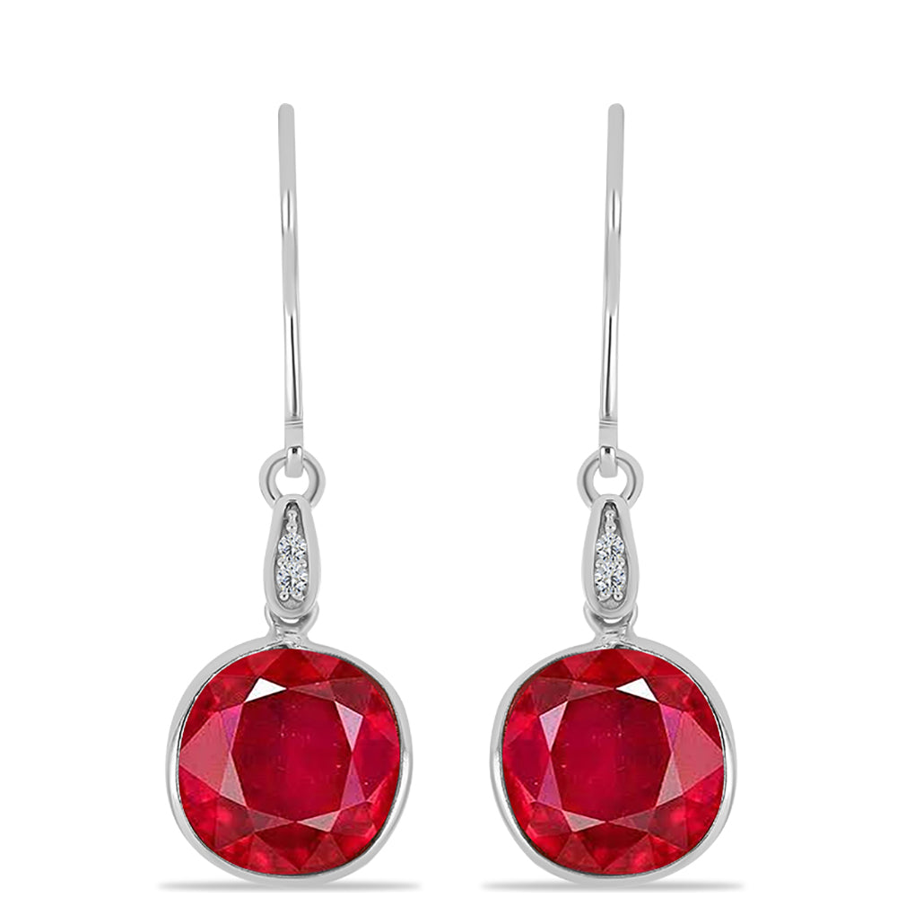 Pendientes de Plata con Ágata Roja y Topacio Blanco