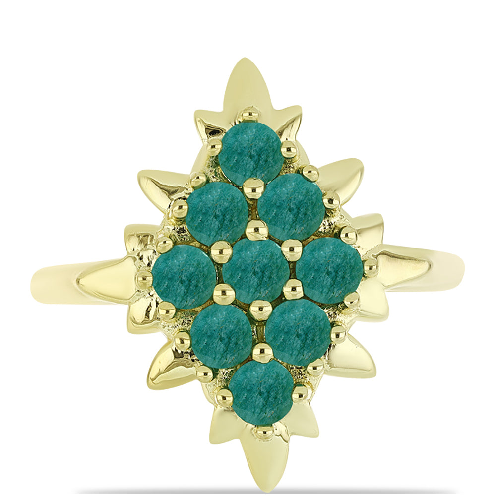 Anillo de Plata Bañada en Oro con Amazonita