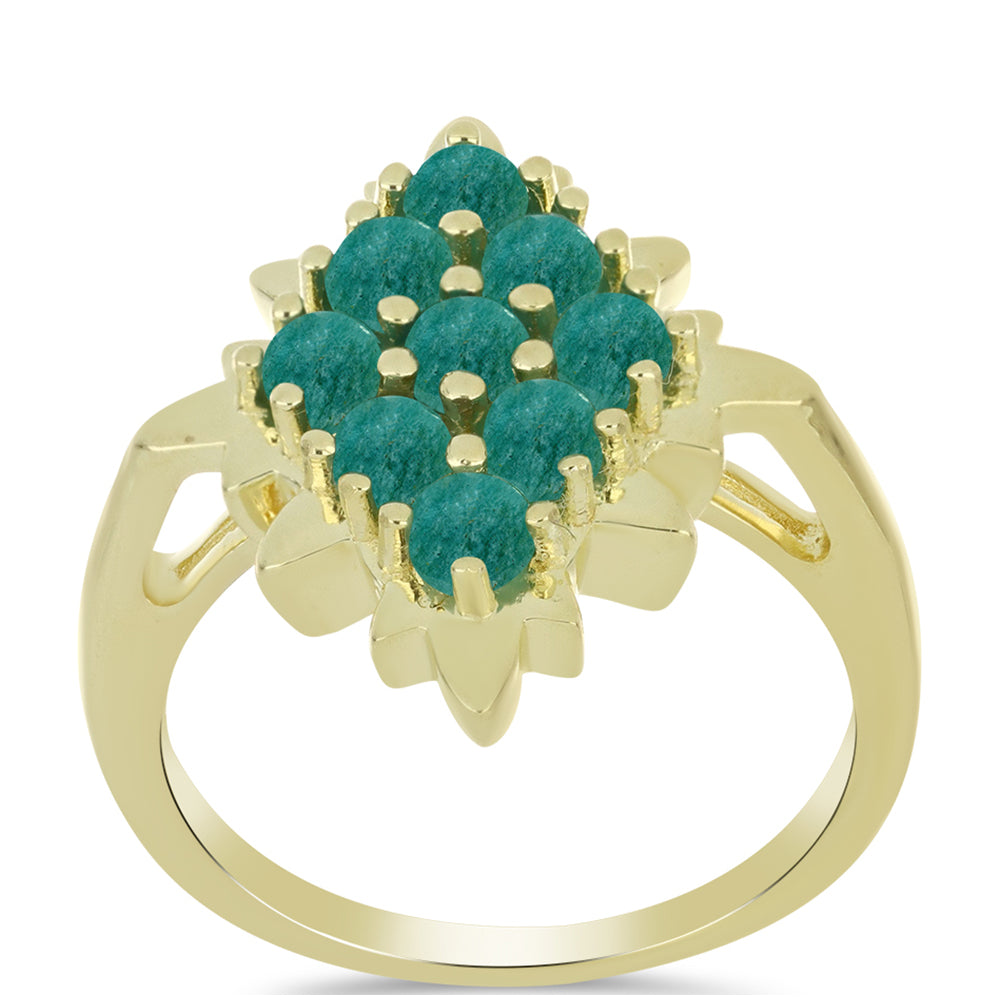Anillo de Plata Bañada en Oro con Amazonita