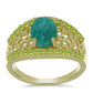 Anillo de Plata Bañada en Oro con Amazonita y Peridoto de Changbai
