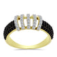 Anillo de Plata Bañada en Oro con Espinela Negra y Topacio Blanco