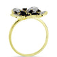 Anillo de Plata Bañada en Oro con Espinela Negra y Topacio Blanco