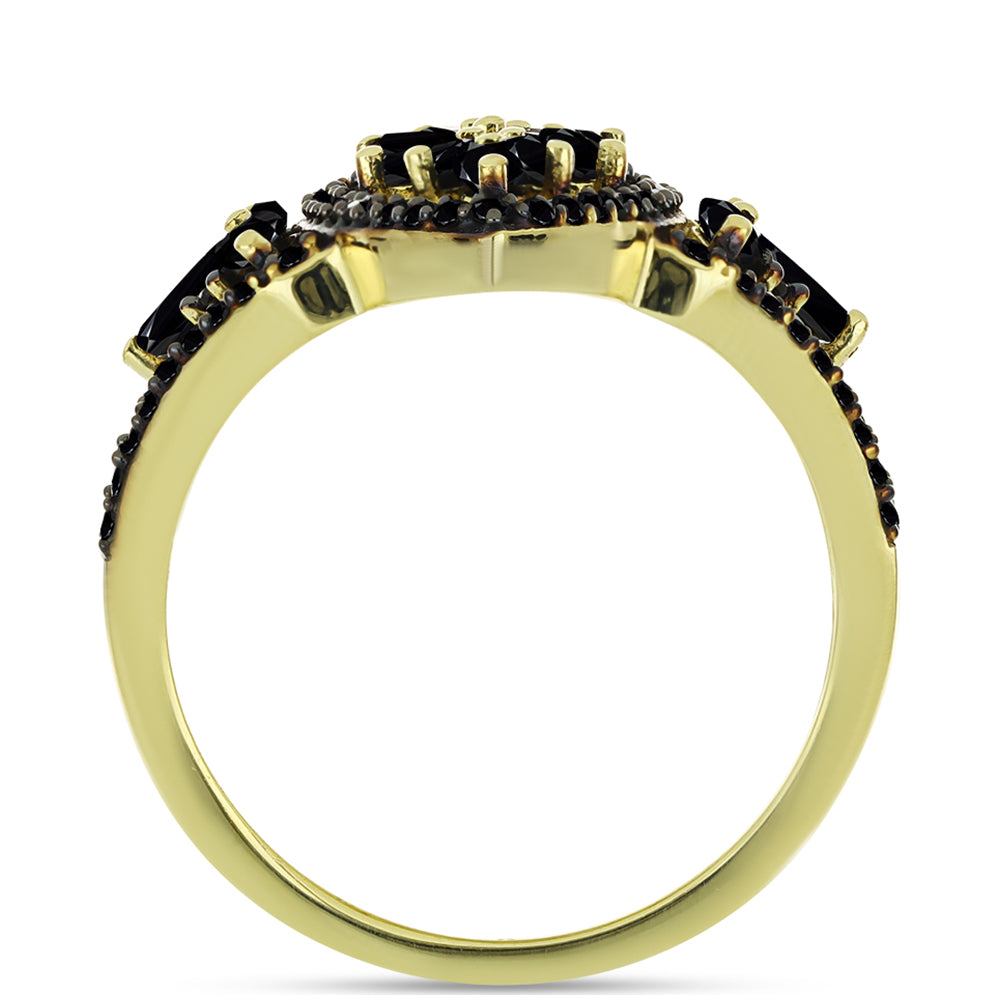 Anillo de Plata Bañada en Oro con Espinela Negra 2 