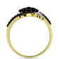 Anillo de Plata Bañada en Oro con Espinela Negra y Topacio Blanco
