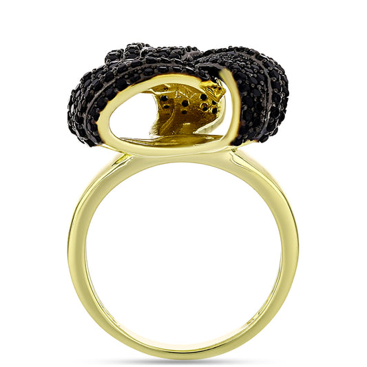 Anillo de Plata Bañada en Oro con Espinela Negra