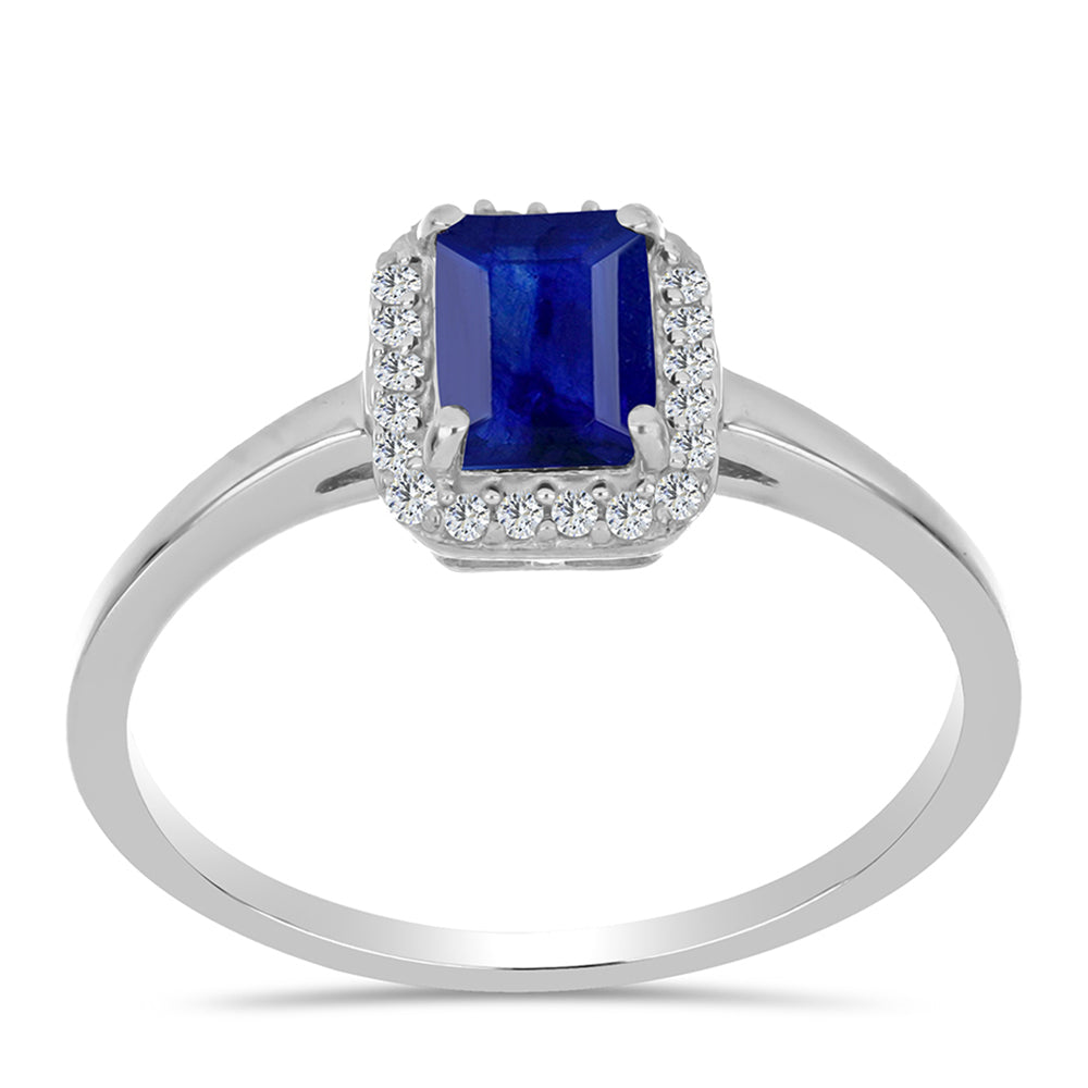 Anillo de Plata con Zafiro Azul Australiano y Topacio Blanco