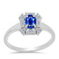 Anillo de Plata con Zafiro Azul Australiano y Zircón Blanco
