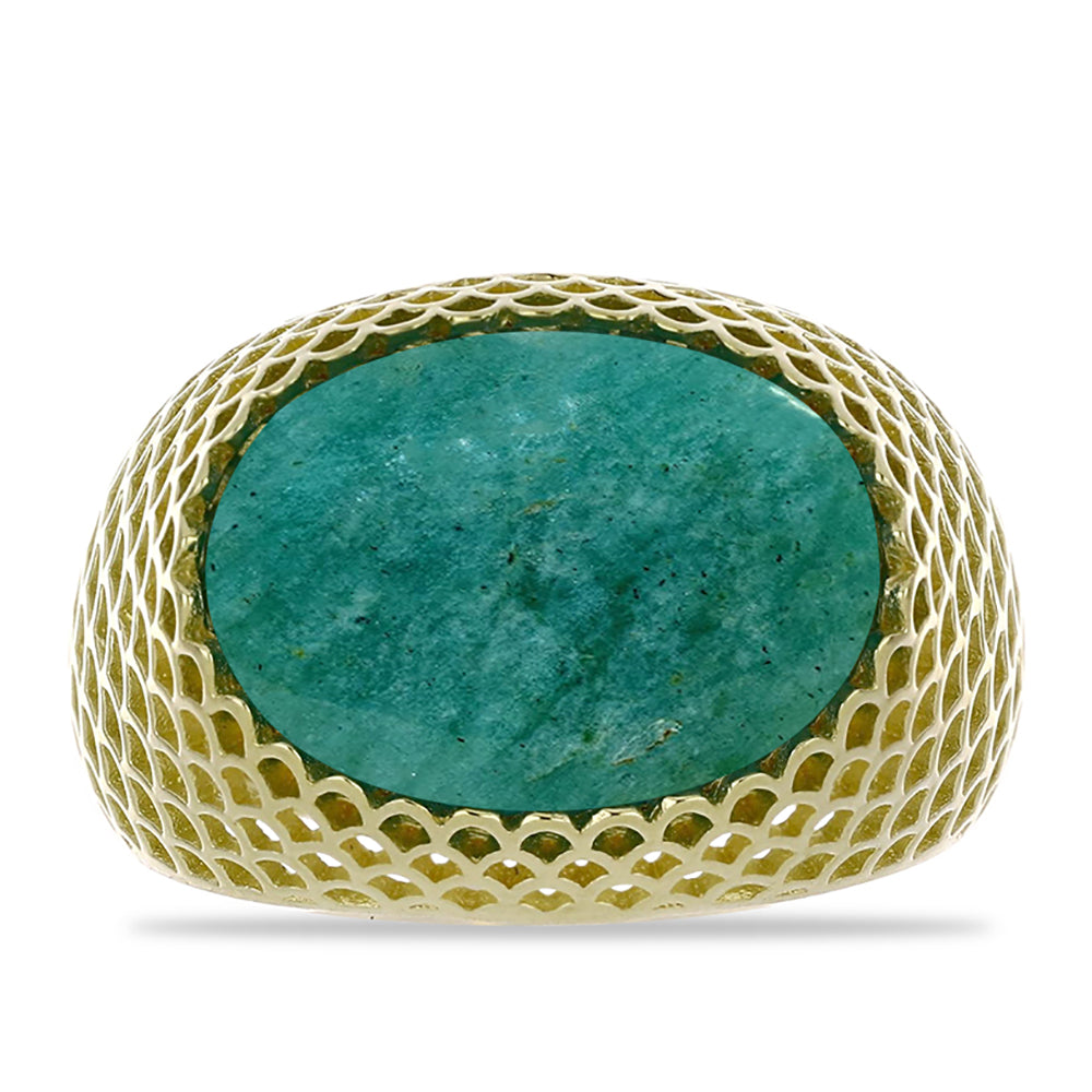 Anillo de Plata Bañada en Oro con Amazonita 1 