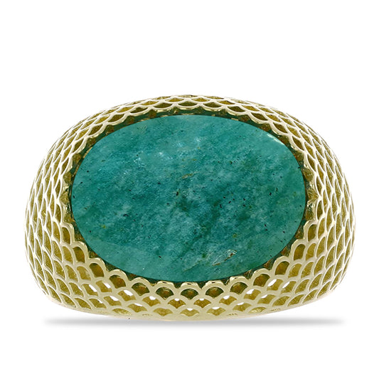 Anillo de Plata Bañada en Oro con Amazonita