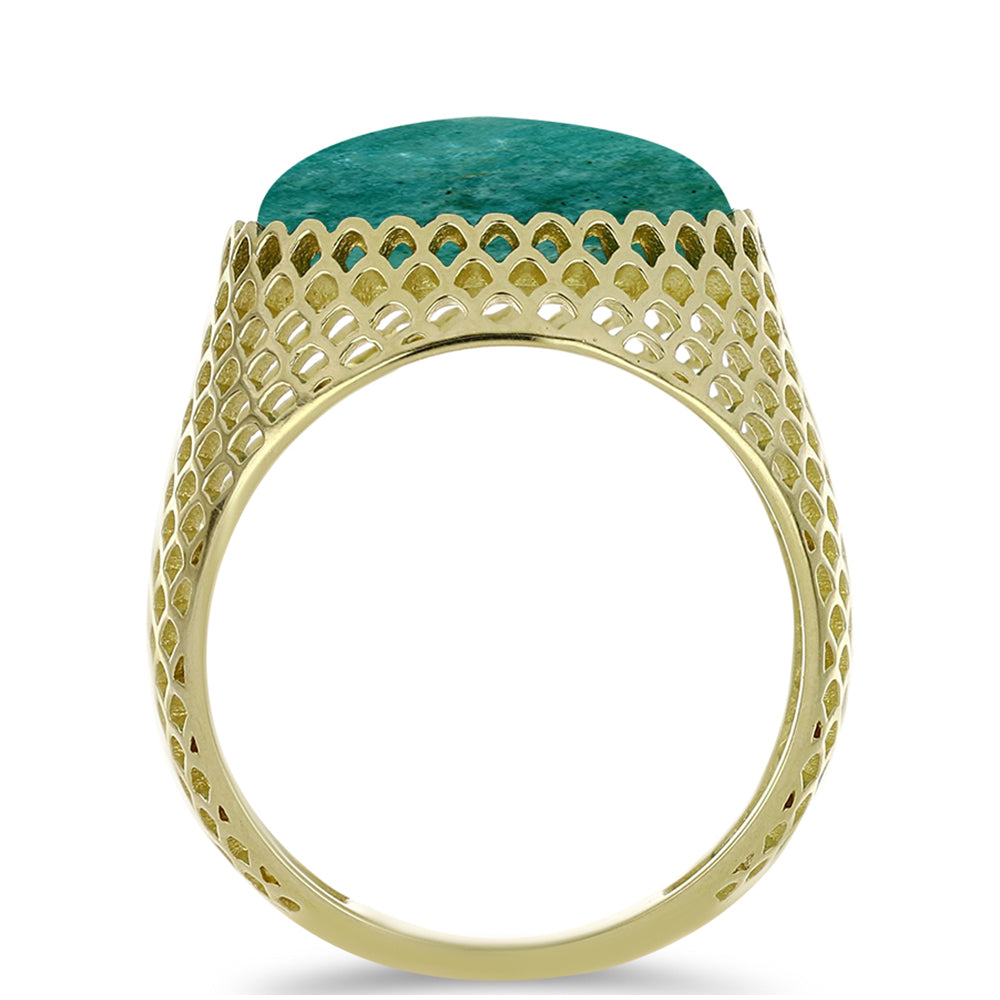 Anillo de Plata Bañada en Oro con Amazonita 2 