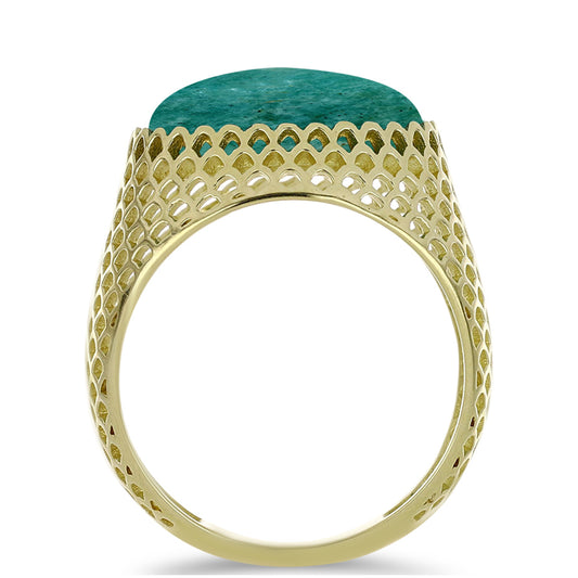 Anillo de Plata Bañada en Oro con Amazonita