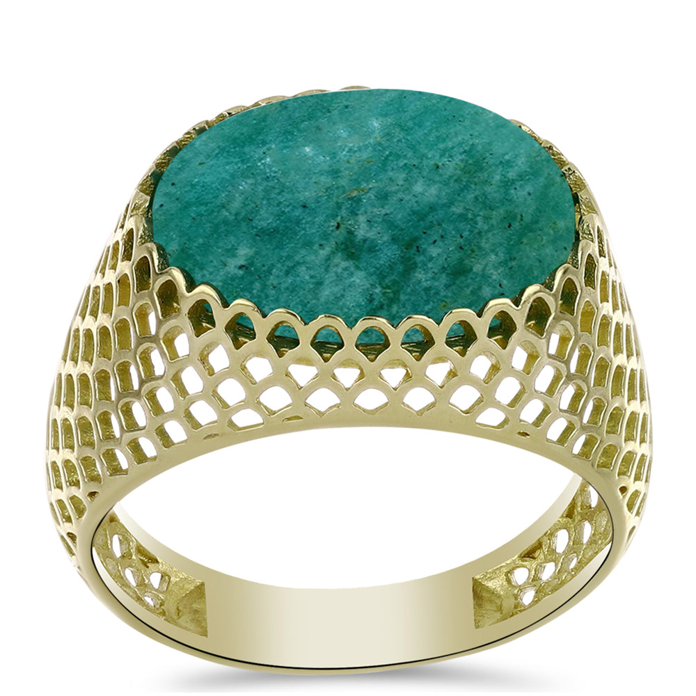 Anillo de Plata Bañada en Oro con Amazonita