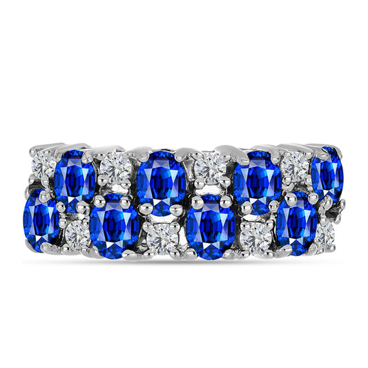 Anillo de Plata con Zafiro Azul Australiano y Topacio Blanco
