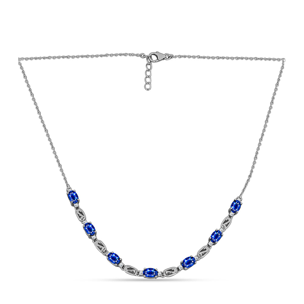 Collar de Plata con Zafiro Azul Australiano y Topacio Blanco 1 
