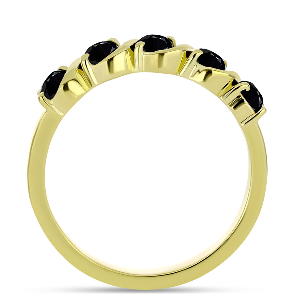 Anillo de Plata Bañada en Oro con Espinela Negra 2 