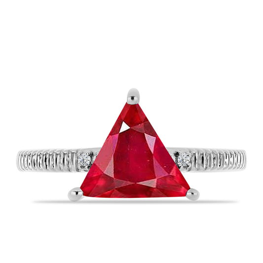 Anillo de Plata con Ágata Roja y Topacio Blanco