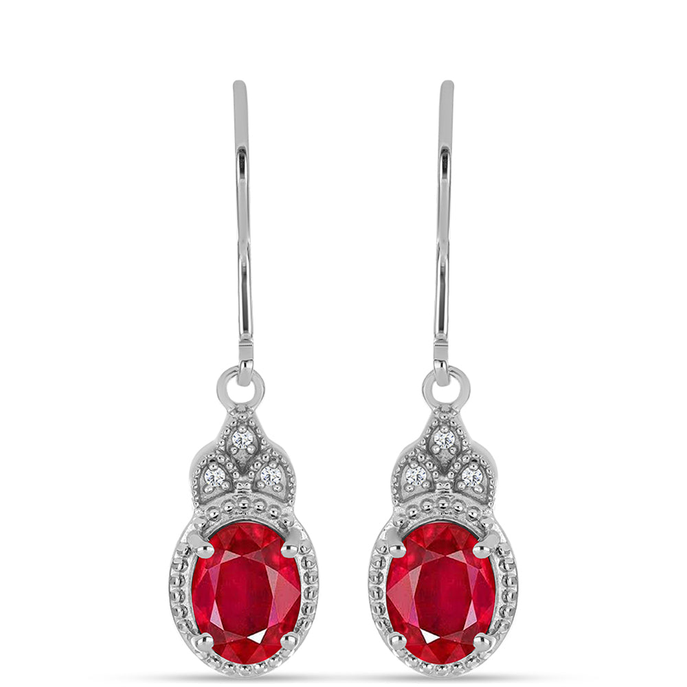 Pendientes de Plata con Ágata Roja y Topacio Blanco 1 