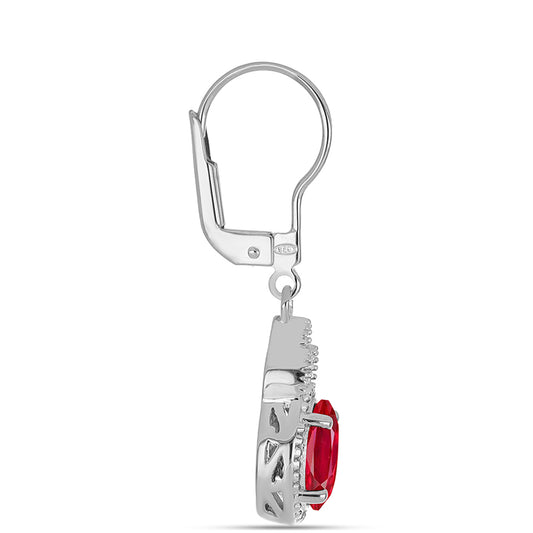 Pendientes de Plata con Ágata Roja y Topacio Blanco