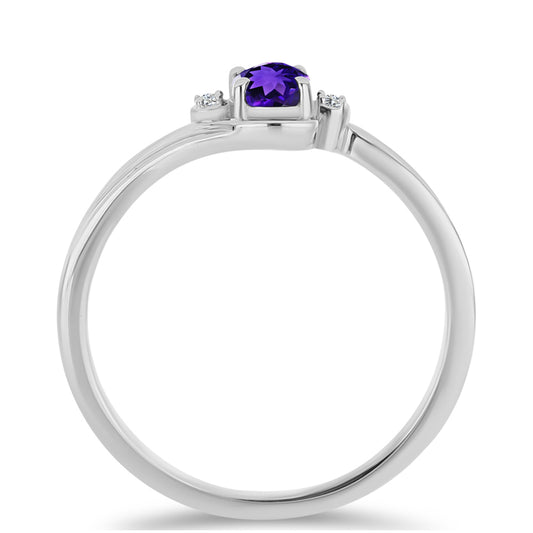 Anillo de Plata con Amatista de Marruecos y Topacio Blanco