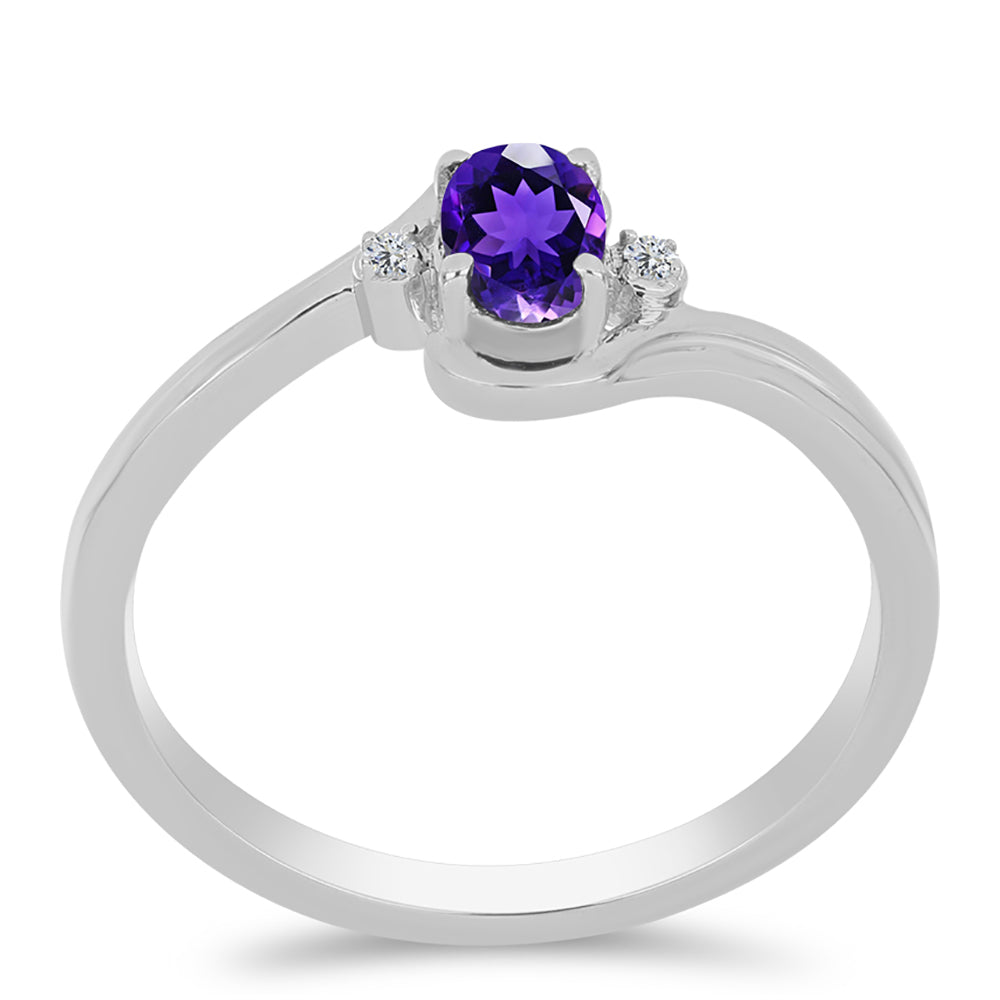 Anillo de Plata con Amatista de Marruecos y Topacio Blanco 3 