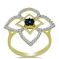 Anillo de Plata Bañada en Oro con Diamante Azul y Topacio Blanco