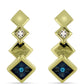 Pendientes de Plata Bañada en Oro con Diamante Azul y Topacio Blanco