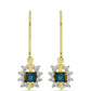 Pendientes de Plata Bañada en Oro con Diamante Azul y Topacio Blanco