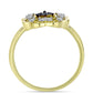 Anillo de Plata Bañada en Oro con Diamante Azul y Topacio Blanco